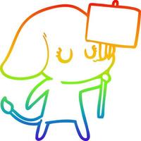 arcobaleno gradiente linea disegno simpatico cartone animato elefante vettore