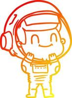 caldo gradiente di disegno felice astronauta cartone animato vettore
