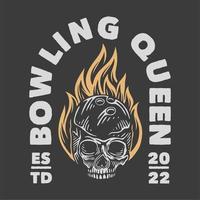 tipografia vintage slogan bowling queen per il design della maglietta vettore