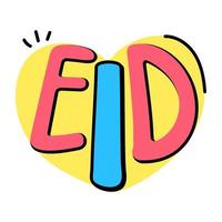 un'icona di doodle color cuore eid vettore