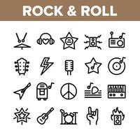 set di icone di elementi di raccolta rock and roll vettore