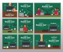 sfondo e banner dell'illustrazione della giornata mondiale della radio vettore