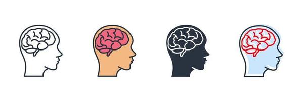 illustrazione vettoriale del logo dell'icona di neurobiologia. modello di simbolo del cervello umano per la raccolta di grafica e web design