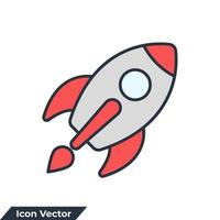 illustrazione vettoriale del logo dell'icona astronautica. modello di simbolo di razzo per la raccolta di grafica e web design