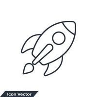 illustrazione vettoriale del logo dell'icona astronautica. modello di simbolo di razzo per la raccolta di grafica e web design