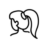 illustrazione del profilo del vettore dell'icona della vista posteriore dell'acconciatura della coda di cavallo