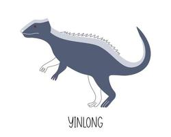 yinlong di dinosauro piatto vettoriale giocoso. l'illustrazione colorata dei bambini svegli è per una stanza dei bambini.