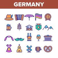le icone degli elementi della cultura del paese della germania hanno impostato il vettore