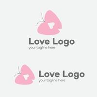 amore logo design piatto rosa vettore