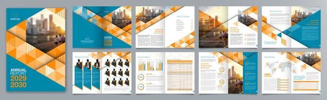 modello di brochure di guida di presentazione aziendale aziendale, relazione annuale, modello di progettazione di brochure aziendale geometrica piatta minimalista di 16 pagine, formato a4. vettore