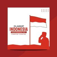 modello di post sui social media del giorno dell'indipendenza dell'indonesia 2022 vettore