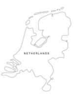 mappa dei Paesi Bassi line art. mappa dell'Europa a linea continua. illustrazione vettoriale. contorno unico. vettore