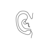 disegno vettoriale dell'illustrazione a linea continua singola dell'orecchio