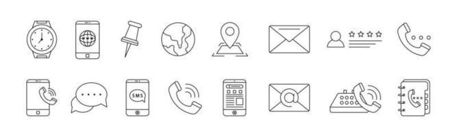 contattaci line art icon set design template illustrazione vettoriale