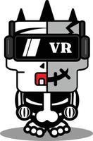 vettore cartone animato carino mascotte teschio personaggio bambola voodoo osso realtà virtuale