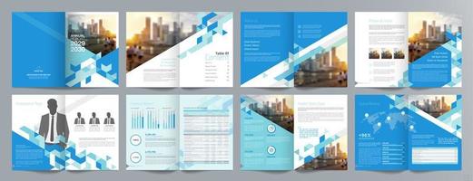 modello di brochure di guida di presentazione aziendale aziendale, relazione annuale, modello di progettazione di brochure aziendale geometrica piatta minimalista di 16 pagine, formato a4. vettore