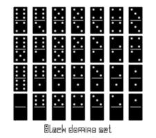 set completo di domino realistico 28 pezzi piatti per il gioco. collezione nera. elemento grafico di concetto astratto, set di icone di gioco effetto domino vettore