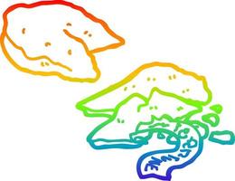 biscotti della fortuna del fumetto di disegno a tratteggio sfumato arcobaleno vettore