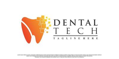 tecnologia di progettazione del logo dentale con vettore premium di ceative concept