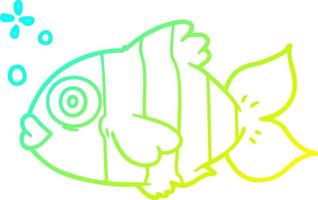 pesce esotico del fumetto di disegno a tratteggio a gradiente freddo vettore
