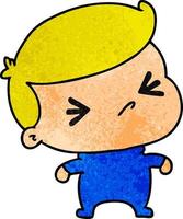 cartone animato testurizzato di un simpatico bambino a croce kawaii vettore