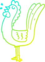 gallo del fumetto di disegno a tratteggio a gradiente freddo vettore