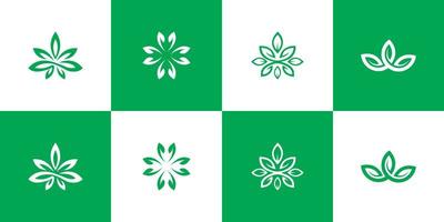 set di modello di logo vettoriale icona foglia verde