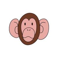 testa di scimmia del fumetto isolata. illustrazione vettoriale a colori di un primate con un tratto su uno sfondo bianco. una scimmia con grandi orecchie.