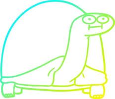 tartaruga del fumetto di disegno a tratteggio a gradiente freddo vettore