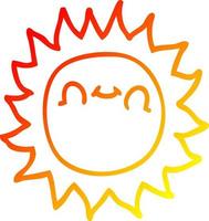caldo gradiente di disegno a tratteggio cartone animato felice sole vettore