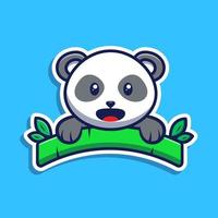 panda carino con illustrazione vettoriale di bambù