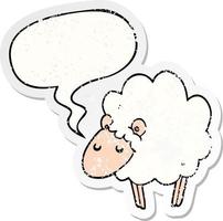 cartone animato pecore e fumetto adesivo in difficoltà vettore