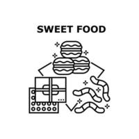 illustrazione nera del concetto di vettore del menu del cibo dolce
