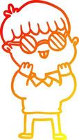 caldo gradiente disegno cartone animato ragazzo che indossa gli occhiali vettore
