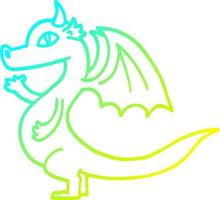 disegno a tratteggio a gradiente freddo drago simpatico cartone animato vettore