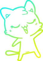 disegno a tratteggio gradiente freddo gatto felice del fumetto vettore