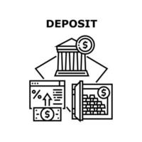 illustrazione nera del concetto di vettore della banca di deposito