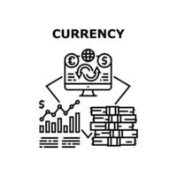 illustrazione nera di concetto di vettore di denaro di valuta