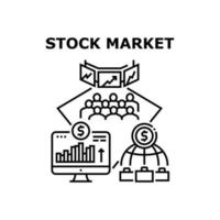 illustrazione nera del concetto di vettore del mercato azionario