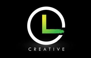 l design del logo della lettera pennello bianco verde. logo icona lettere spazzolate creative. vettore