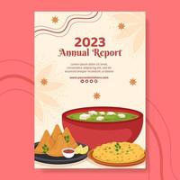 illustrazione di vettore del fondo del fumetto piatto del modello della relazione annuale del ristorante dell'alimento indiano