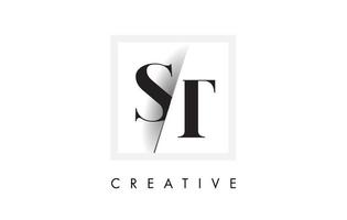 design del logo con lettera st serif con taglio creativo intersecato. vettore