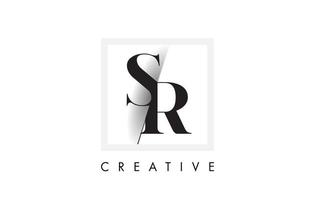 design del logo con lettera sr serif con taglio creativo intersecato. vettore