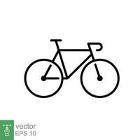 icona della bicicletta. stile di contorno semplice. bici, corsa, concetto di trasporto. illustrazione vettoriale di linea sottile isolata su sfondo bianco. eps 10.