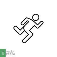 icona del corridore. stile di contorno semplice. l'uomo corre veloce, gara, sprint, concetto di sport. illustrazione vettoriale di linea sottile isolata su sfondo bianco. eps 10.