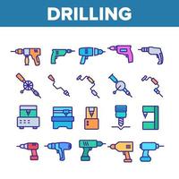 set di icone per la raccolta di attrezzature di perforazione vettore