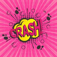 crash testo comico bolla stile cartone animato pop art, vettore