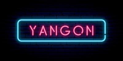 insegna al neon di yangon. vettore