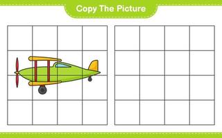 copia l'immagine, copia l'immagine del piano usando le linee della griglia. gioco educativo per bambini, foglio di lavoro stampabile, illustrazione vettoriale