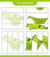 tagliare e incollare, tagliare parti di fischietto e incollarle. gioco educativo per bambini, foglio di lavoro stampabile, illustrazione vettoriale